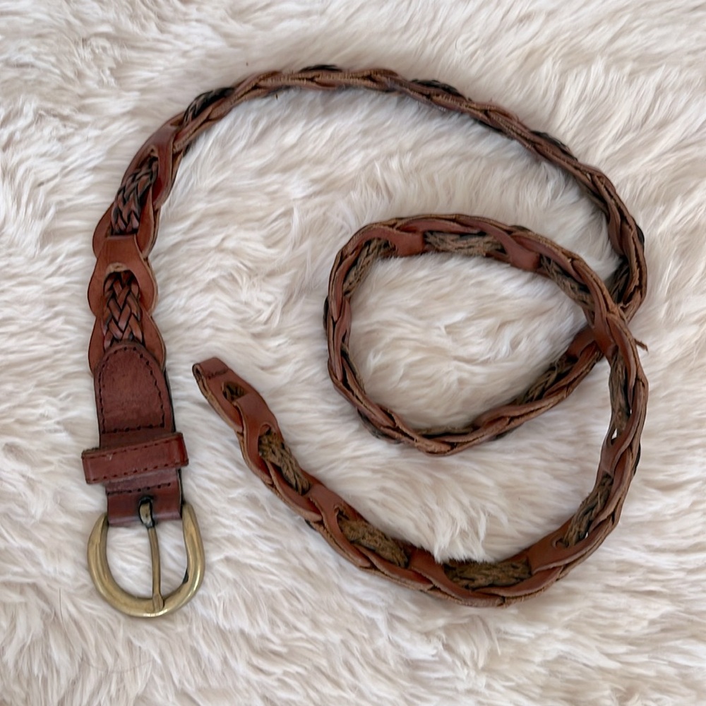 Leather Braided Belt, Brown, Size M/L, In good used condition.